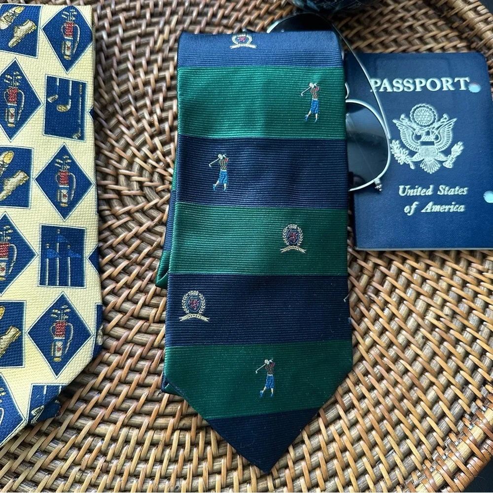 TOMMY HILFIGER Set of 2 Vintage Italian Silk Golf Theme Neckties